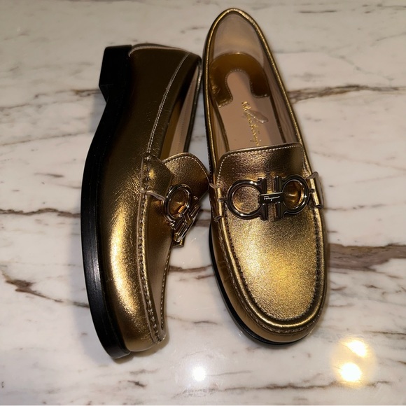 New Salvatore Ferragamo Rolo metallic gold loader reversible buckle - Picture 4 of 10